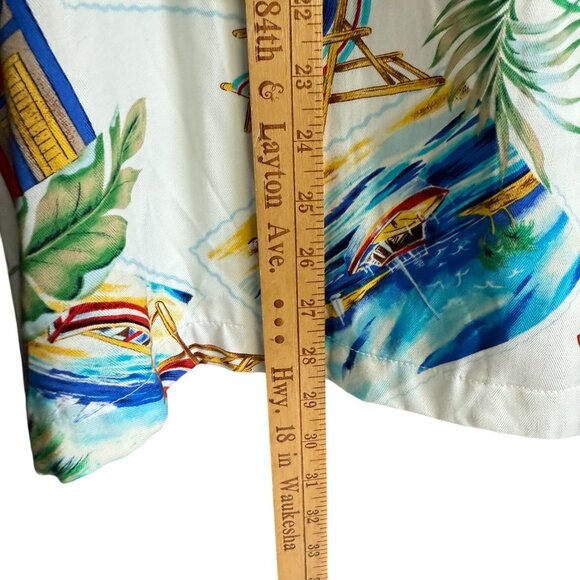 Caribbean Joe Short Sleeve Printed Hawaiian Button Front Shirt Top Women 2X - Picture 5 of 6